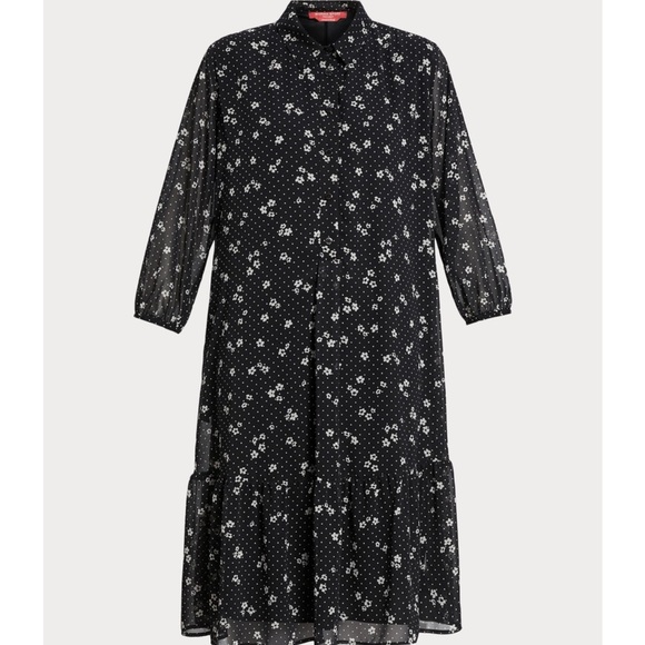 Marina Rinaldi Sport Georgette Printed Dress Black and White Size 18